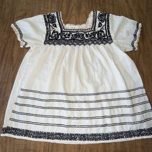 THML Blouse Top Women's‎ Embroidered Floral Size Small Beige Boho Crochet